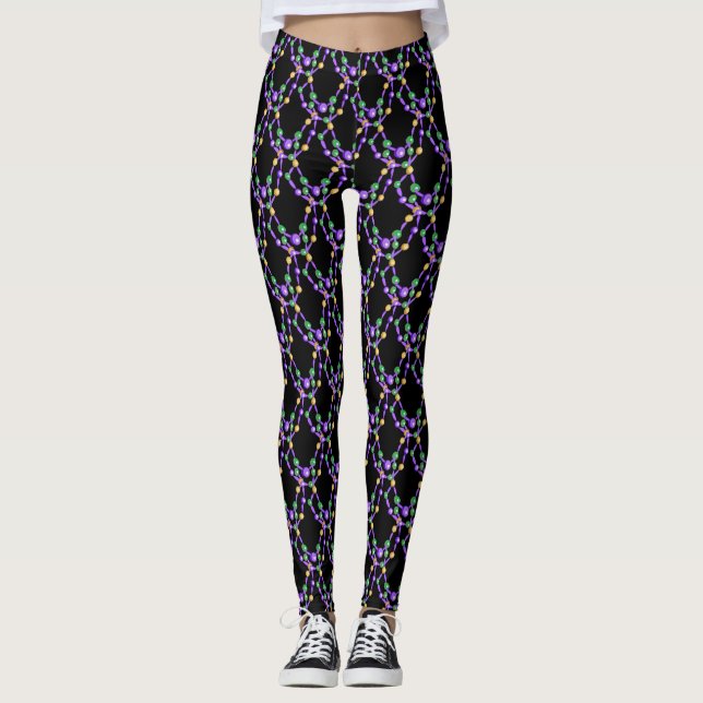 Mardi Gras farbenfrohe Perlen Leggings (Vorderseite)