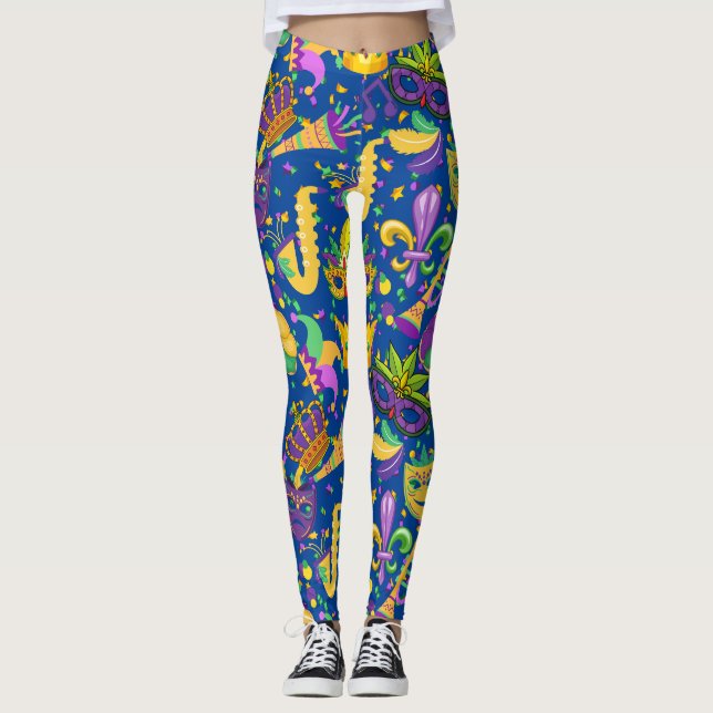 Mardi gras farbige D Blue Leggings (Vorderseite)