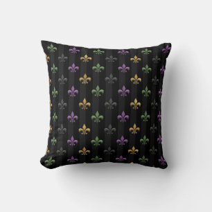 Mardi Gras Farbige Fleur De Lis Dunkel Vertikal Kissen