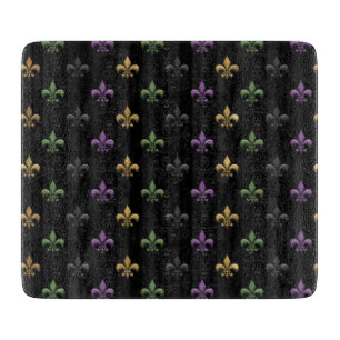 Mardi Gras Farbige Fleur De Lis Dunkel Vertikal Schneidebrett
