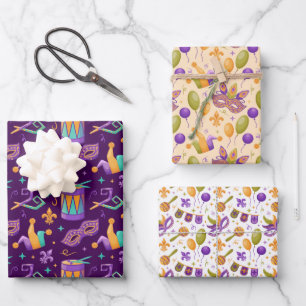 Mardi Gras Fat Dienstag Karneval Geschenkpapier Set
