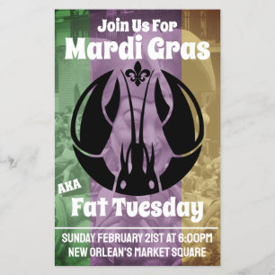 Mardi Gras Fat Dienstag Lila Goldfisch Flyer