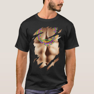 Mardi Gras Fat Dienstag Mann Bare Brust mit Perlen T-Shirt