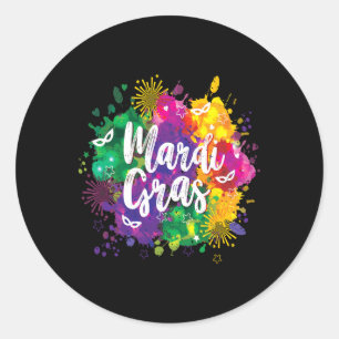 Mardi Gras Fat Dienstag New Orleans Festival Moon Runder Aufkleber