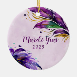 Mardi Gras Feather Dated Keramik Ornament