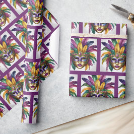 Mardi Gras Feather Mask Colorful Giftwrap Geschenkpapier