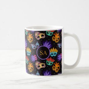 Mardi Gras Feather Mask Lila Green Blue Star Kaffeetasse