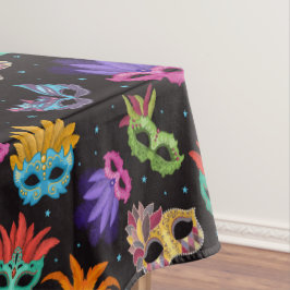 Mardi Gras Feather Mask Lila Green Blue Star Tischdecke