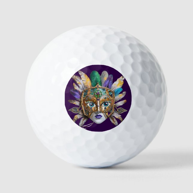Mardi Gras Feather und Metallmaske Golfball (Vorderseite)