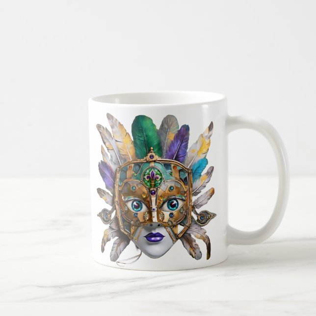 Mardi Gras Feather und Metallmaske Kaffeetasse (Rechts)