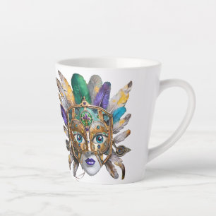 Mardi Gras Feather und Metallmaske Milchtasse