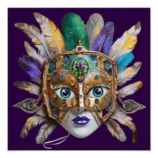 Mardi Gras Feather und Metallmaske Poster (Vorderseite)