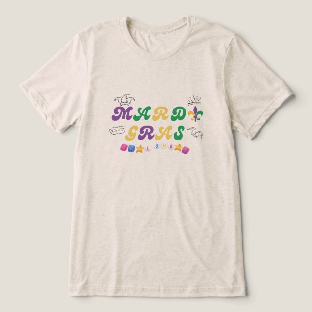Mardi Gras Feier Liebe Tri-Blend Shirt (Design Vorderseite)