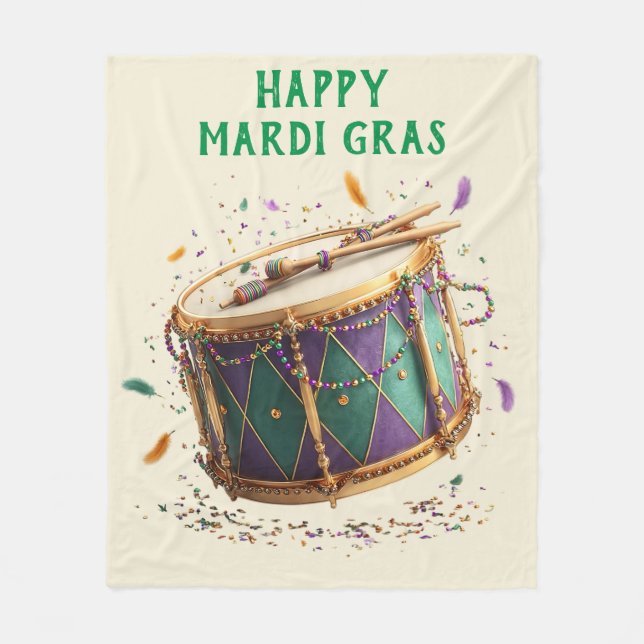 Mardi Gras Festtrommel Fleecedecke (Vorderseite)