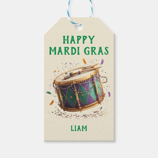 Mardi Gras Festtrommel Geschenkanhänger (Vorderseite)