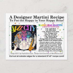Mardi Gras - Fett Dienstag Martini Rezept Karte