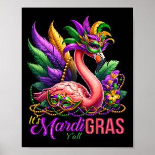 Mardi Gras Flamingo Hawaiian Tropical Party Men Wo Poster