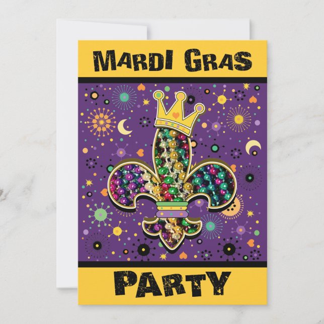 Mardi Gras Fleur Celebrate Einladung (Vorderseite)