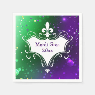Mardi Gras Fleur-de-lis Add Year Serviette