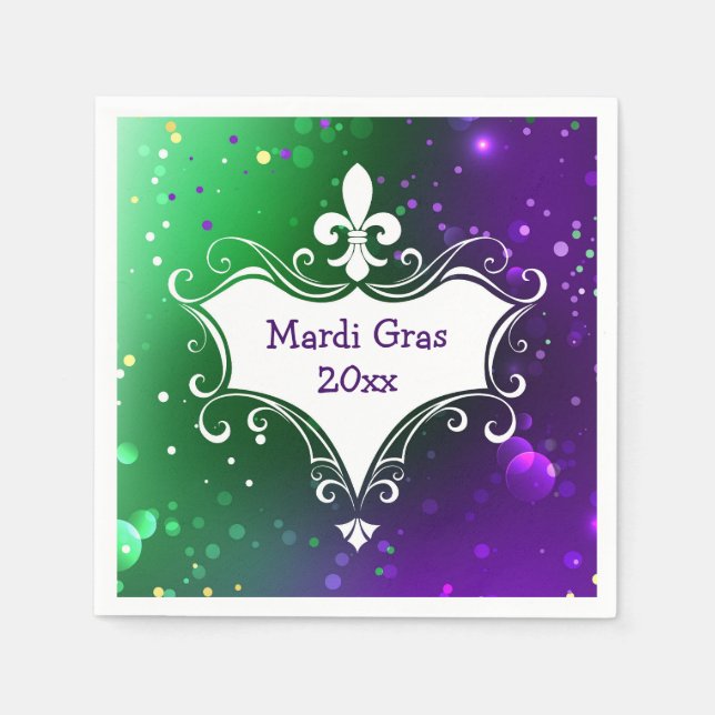 Mardi Gras Fleur-de-lis Add Year Serviette (Vorderseite)