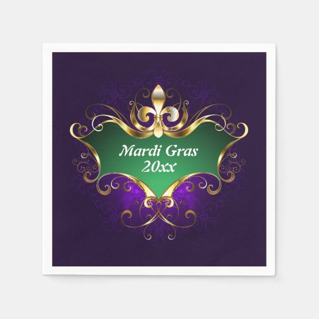 Mardi Gras Fleur-de-lis Add Year Serviette (Vorderseite)