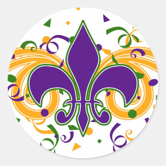 Mardi Gras Fleur-de-Lis-Aufkleber Runder Aufkleber (Vorderseite)