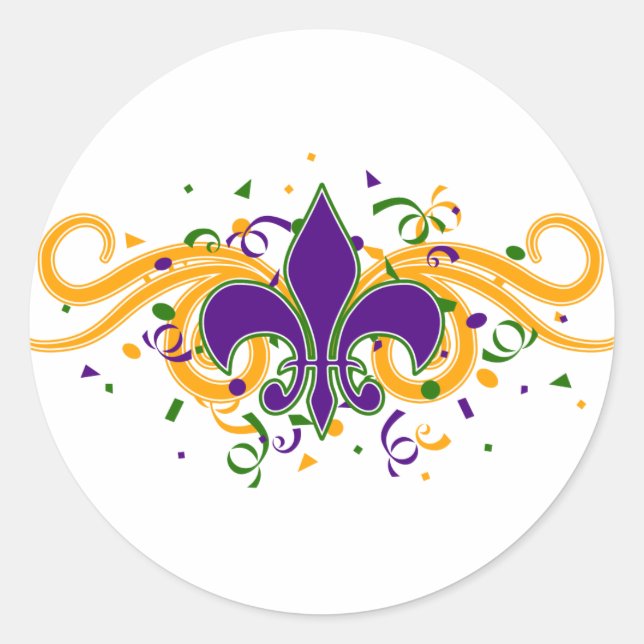 Mardi Gras Fleur-de-Lis-Aufkleber Runder Aufkleber (Vorderseite)