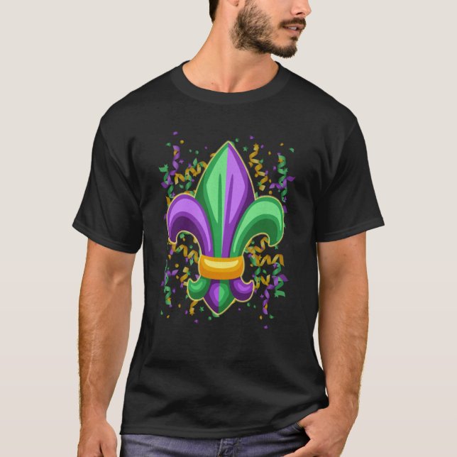 Mardi Gras Fleur De Lis Confetti Beads For Men Wom T-Shirt (Vorderseite)