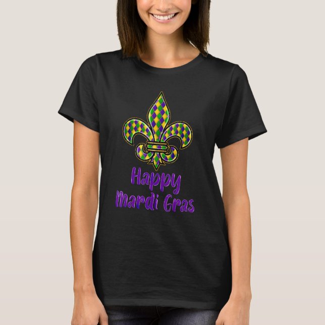 Mardi Gras Fleur De Lis Costume Shirt Carnaval Par (Vorderseite)
