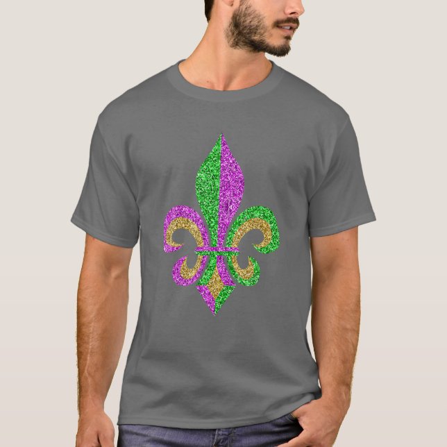 Mardi Gras Fleur De Lis Glitter Carnival Jester Me T-Shirt (Vorderseite)