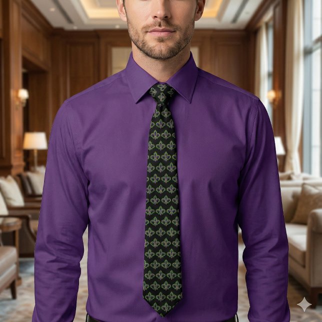 Mardi Gras Fleur-de-Lis Krawatte (Mardi Gras Fleur-de-Lis Neck Tie)