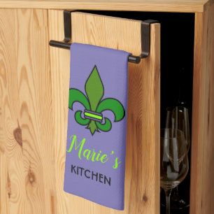 Mardi Gras Fleur de Lis Lila Küchenhandtuch Geschirrtuch