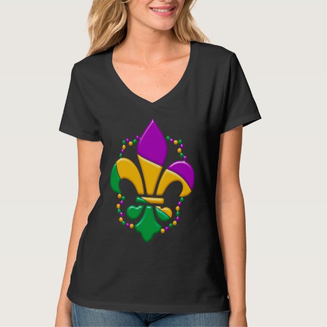 Mardi Gras Fleur De Lis Paint Splatter Girl Boy Me T-Shirt (Vorderseite)