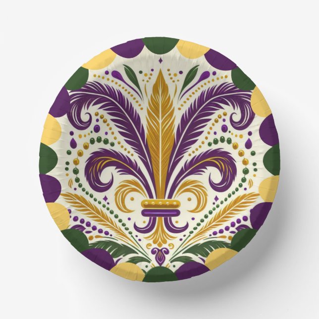 Mardi Gras fleur-de-lis Pappteller (Vorderseite)