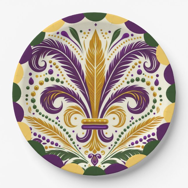 Mardi Gras fleur-de-lis Pappteller (Vorderseite)