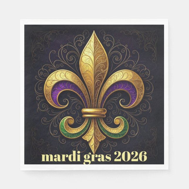 Mardi Gras Fleur de Lis Party Serviette (Vorderseite)