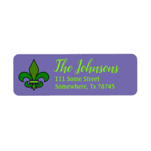 Mardi Gras Fleur de Lis Rücksendeadressetiketten