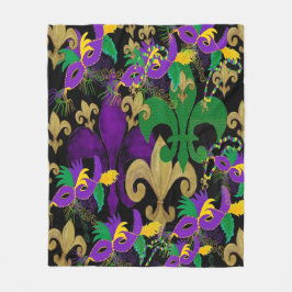 Mardi Gras fleur de lis und Masken Fleecedecke