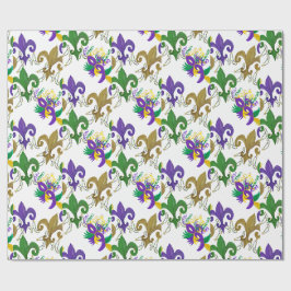 Mardi Gras fleur de lis und Masken Geschenkpapier