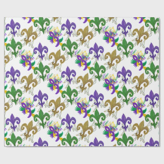 Mardi Gras fleur de lis und Masken Geschenkpapier