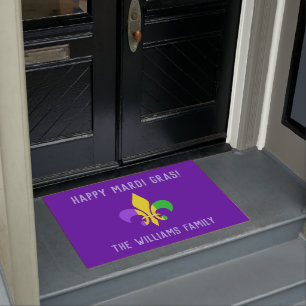Mardi Gras Fleur-de-Lis Yellow Green Lila Doorma Fußmatte
