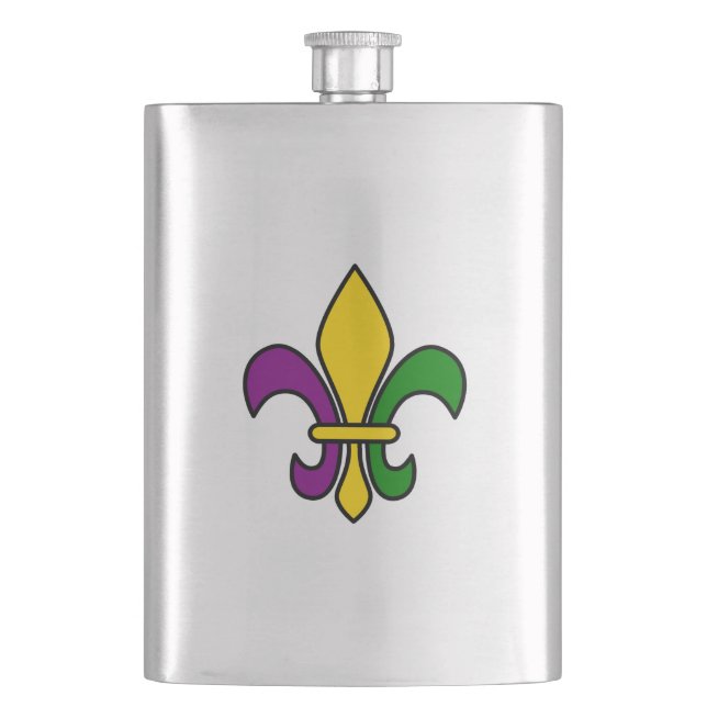 Mardi-Gras-Fleur-de-lys Flachmann (Vorderseite)