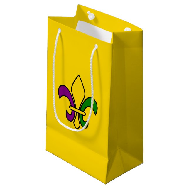 Mardi Gras fleur-de-lys kleine Geschenktasche Geschenktüte (Vorderseite Schrägansicht)