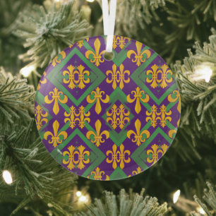 Mardi gras fleur di Lis Ornament Aus Glas