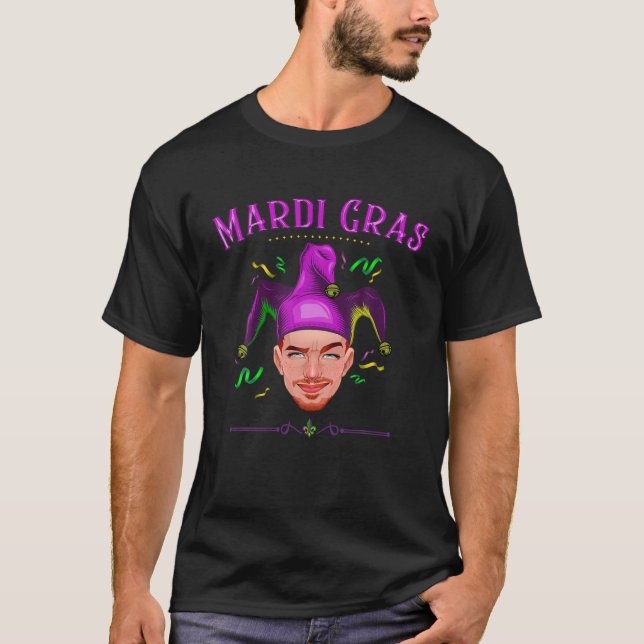 Mardi Gras Float Jester Hat Bead Costume Modern De T-Shirt (Vorderseite)