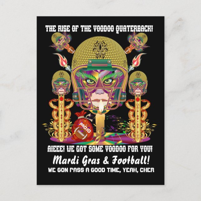 Mardi Gras Football Postkarte (Vorderseite)