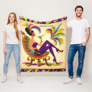 Mardi Gras Frau Mitte des Jahrhunderts mit Martini Fleecedecke