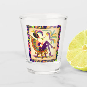 Mardi Gras Frau Mitte des Jahrhunderts mit Martini Schnapsglas