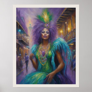 Mardi Gras Frauan Headpiece Kostüm Poster