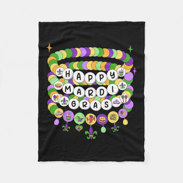 Mardi Gras Friendship Bracelet Mardi Gras Beads Ki Fleecedecke (Vorderseite)